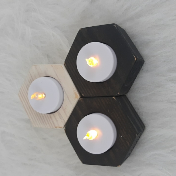 Rustic Handcrafted LED Candle Set - Picture 2 of 3